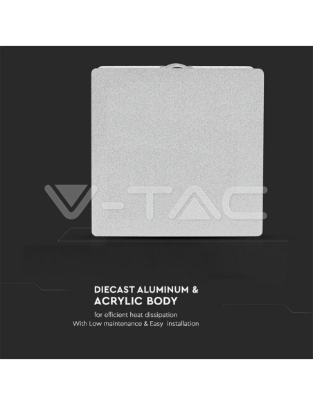V-TAC VT-704 8209 LED Quadratische Wandleuchte 4W 3000K Weiß IP65