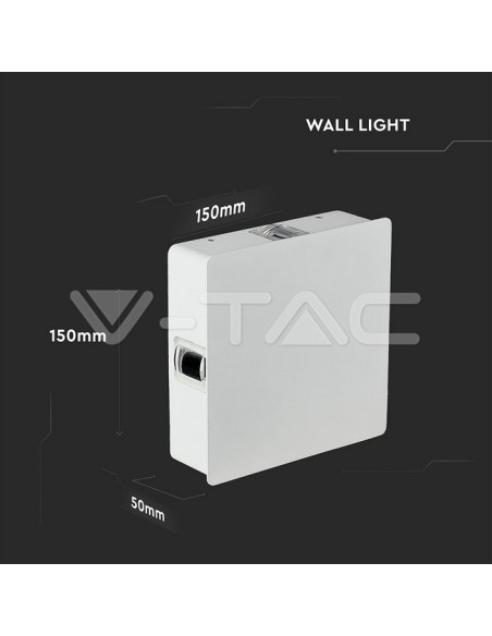 V-TAC VT-704 8209 LED Quadratische Wandleuchte 4W 3000K Weiß IP65