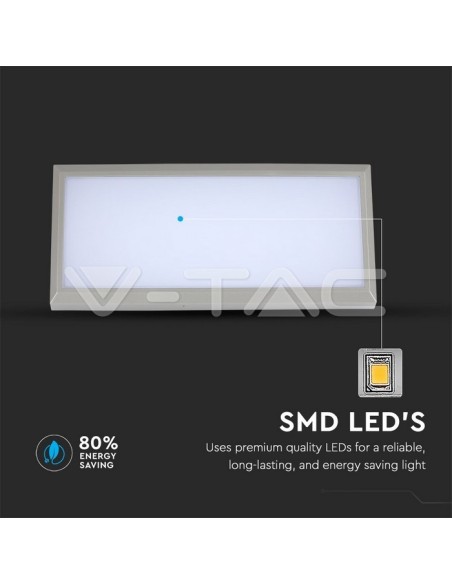 V-TAC VT-8055 8237 20W Corner LED Wall Lamp Light Grey Colour 4000K IP65