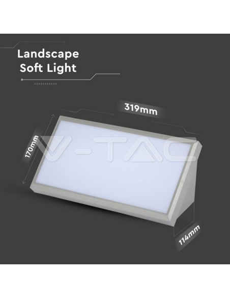 V-TAC VT-8055 8237 Aplique LED Angular 20W Color Gris Claro 4000K IP65