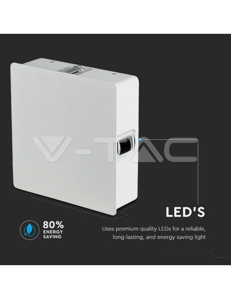 V-TAC VT-704 8210 4W Vierkante LED Wandlamp 4000K Wit IP65