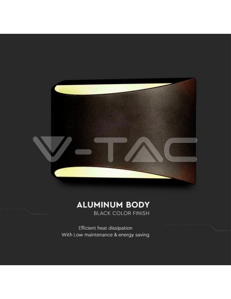 V-TAC VT-815 8684 Chip LED Bridgelux 10W Doble haz de luz de pared Negro 4000K IP54