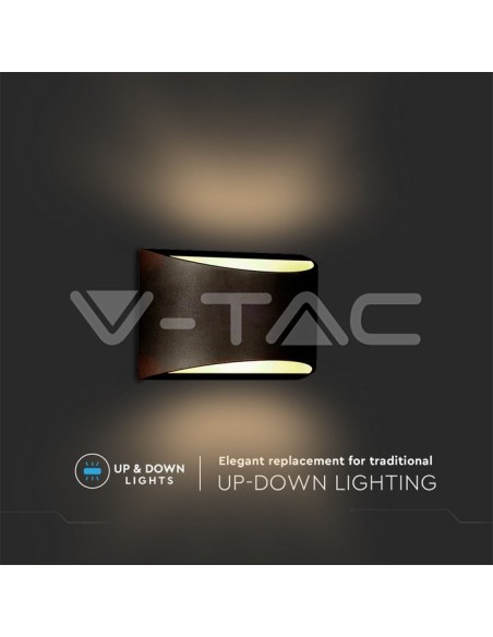 V-TAC VT-815 8684 LED Chip Bridgelux 10W Dual Light Beam wandlamp zwart 4000K IP54
