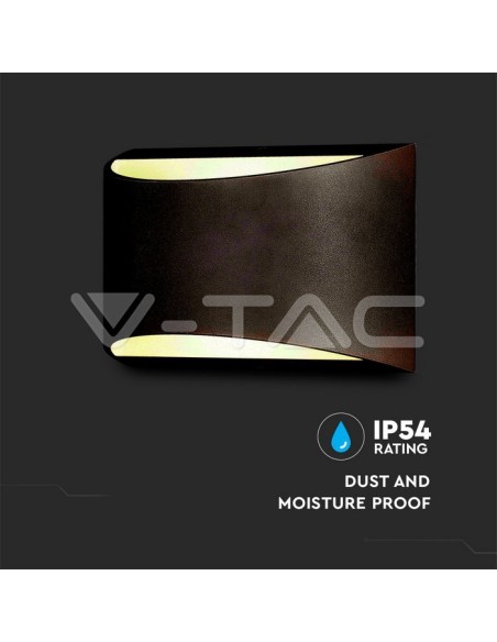 V-TAC VT-815 8684 LED Chip Bridgelux 10W Dual Light Beam wandlamp zwart 4000K IP54