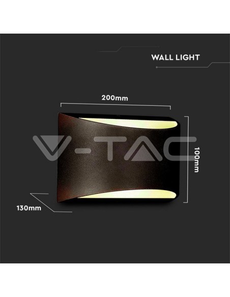 V-TAC VT-815 8684 Puce LED Bridgelux 10W Applique à double faisceau lumineux Noir 4000K IP54