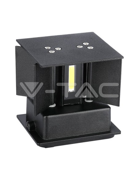 V-TAC VT-759-12 8529 Quadratische LED-Wandleuchte Double LED COB 12W Satin Schwarz Farbe Einstellbare Lichtstrahl 3000K IP65