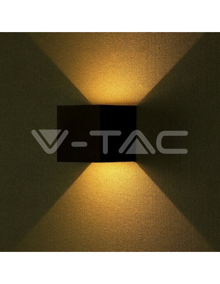 V-TAC VT-759-12 8529 Lampada LED da Muro Quadrata Doppio LED COB 12W Colore Nero Satinato Fascio Luminoso Regolabile 3000K IP65