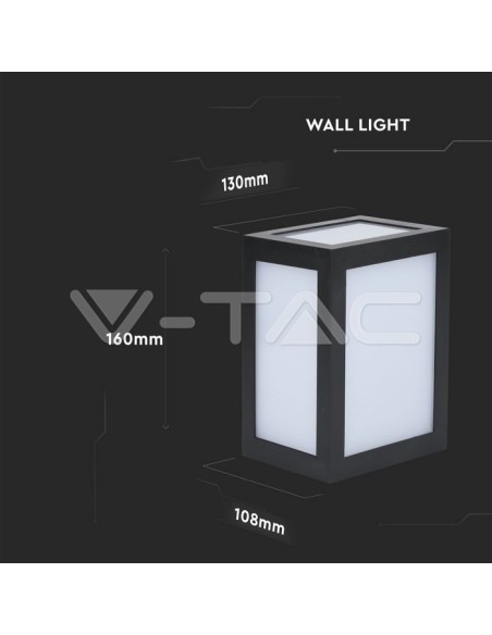 V-TAC VT-822 8341 12W LED Lantern Wall Lamp Black Colour 4000K IP65
