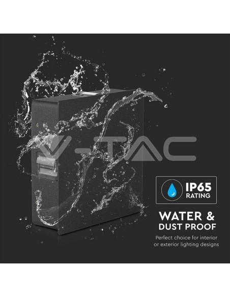 V-TAC VT-704 8212 Lampada LED da Muro Quadrato 4W Colore Nero 4000K IP65