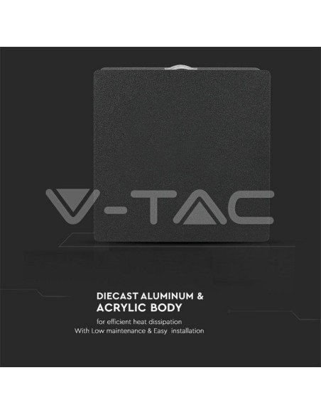V-TAC VT-704 8212 4W Square LED Wall Lamp Black Colour 4000K IP65