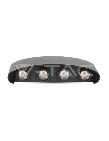 V-TAC VT-848 8620 LED-Wandleuchte 8W Doppelter Lichtstrahl Schwarzes Gehäuse 4000K IP54