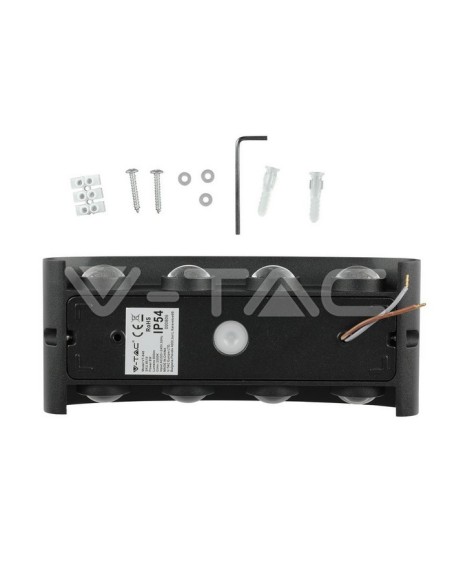 V-TAC VT-848 8620 Applique LED da Muro 8W Doppio Fascio Luminoso Corpo Nero 4000K IP54
