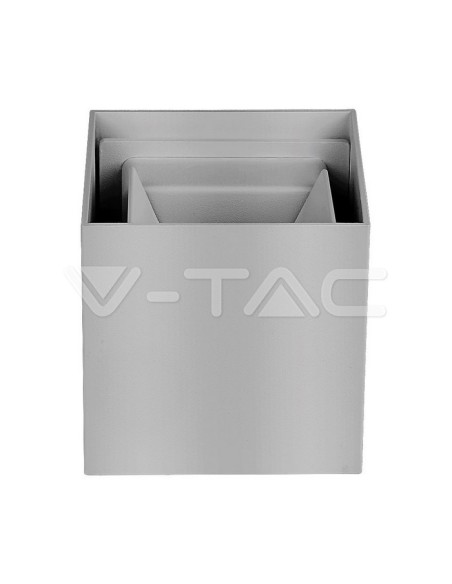 V-TAC VT-759-12 8531 Applique murale carrée à double LED COB 12W couleur gris satiné faisceau lumineux réglable 3000K IP65