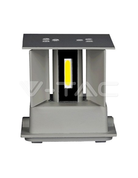 V-TAC VT-759-12 8531 Lampada LED da Muro Quadrata Doppio LED COB 12W Colore Grigio Fascio Luminoso Regolabile 3000K IP65