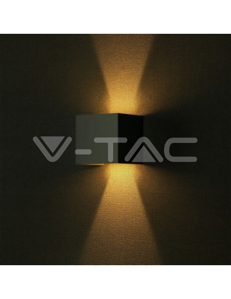 V-TAC VT-759-12 8531 Lampada LED da Muro Quadrata Doppio LED COB 12W Colore Grigio Fascio Luminoso Regolabile 3000K IP65