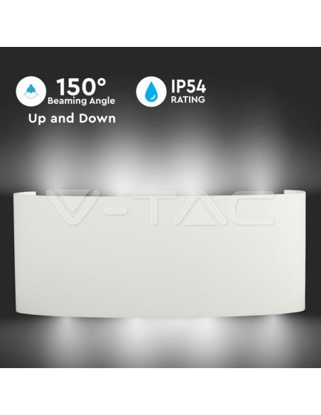 V-TAC VT-848 8617 LED Wall Light 8W Dual Light Beam Sand Body 3000K White IP54