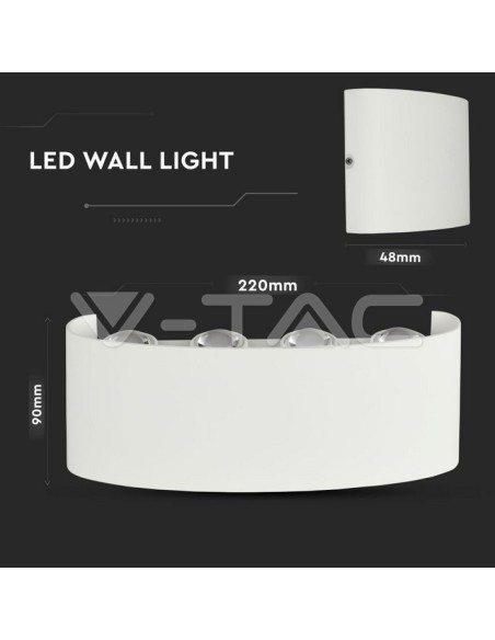 V-TAC VT-848 8617 LED Wall Light 8W Dual Light Beam Sand Body 3000K White IP54