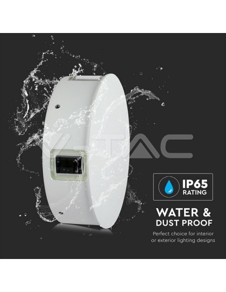 V-TAC VT-706 8213 Lampada LED da Muro Rotondo 4W Colore Bianco 3000K IP65