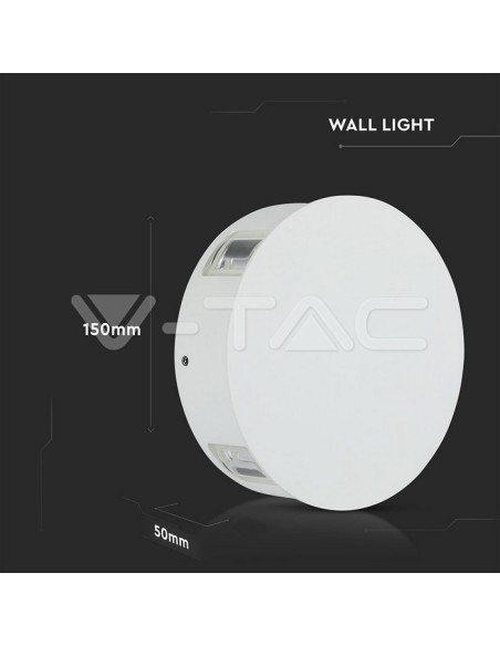 V-TAC VT-706 8213 LED Round Wall Lamp 4W Colour White 3000K IP65