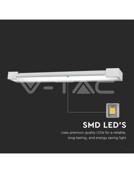 V-TAC VT-819 8533 Lampe murale rectangulaire à LED 18W avec panneau rotatif à 90° 3000K Blanc IP44