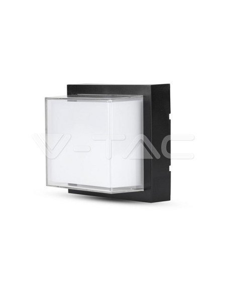 V-TAC VT-831 8612 Lampada LED da Muro Quadrata con Diffusore Semicoperto 12W Colore Nero 3000K IP65