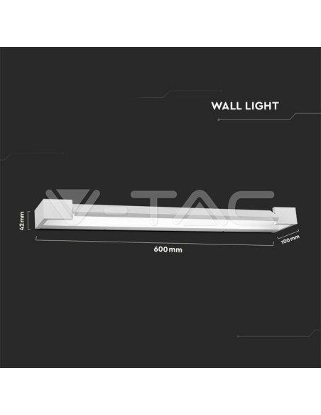 V-TAC VT-819 8533 Lampe murale rectangulaire à LED 18W avec panneau rotatif à 90° 3000K Blanc IP44