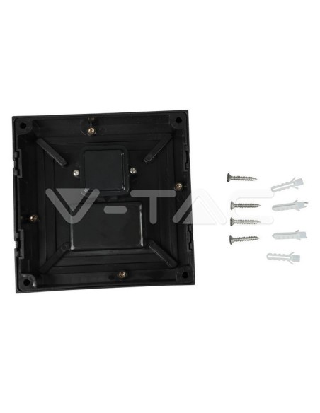 V-TAC VT-831 8612 Lampada LED da Muro Quadrata con Diffusore Semicoperto 12W Colore Nero 3000K IP65