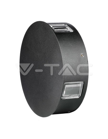 V-TAC VT-706 8215 LED Ronde Wandlamp 4W Zwart Kleur 3000K IP65