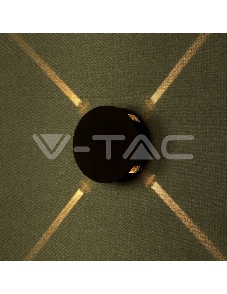 V-TAC VT-706 8215 LED Wandleuchte rund 4W Schwarz Farbe 3000K IP65