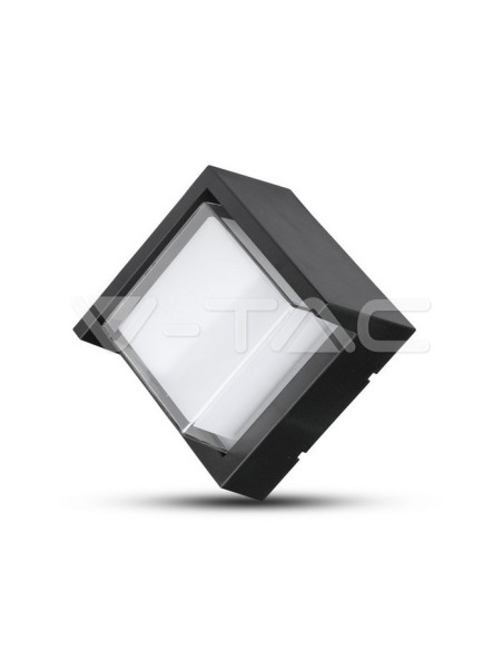 V-TAC VT-831 8610 6W Vierkante LED Wandlamp met Half-afgedekte Diffuser Zwart Kleur 3000K IP65