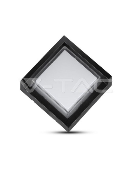 V-TAC VT-831 8610 6W Vierkante LED Wandlamp met Half-afgedekte Diffuser Zwart Kleur 3000K IP65