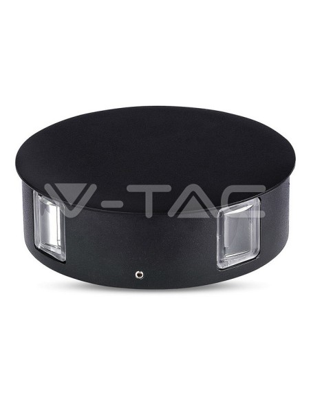 V-TAC VT-706 8216 LED 4W Runde Wandleuchte Schwarz Farbe 4000K IP65
