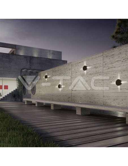 V-TAC VT-706 8216 LED 4W Round Wall Lamp Black Colour 4000K IP65