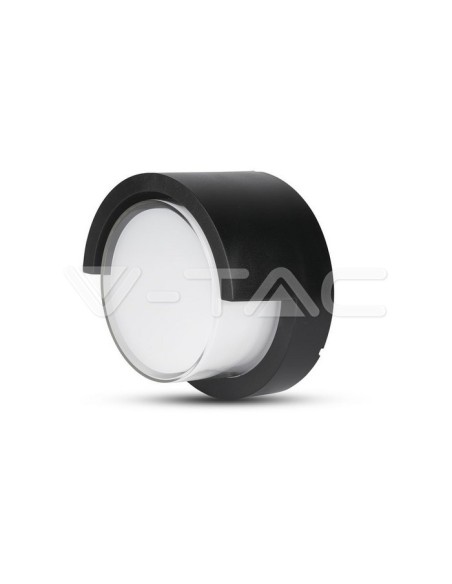 V-TAC VT-831 8609 Lampada LED da Muro Rotonda 6W con Diffusore Semicoperto Colore Nero 3000K IP65