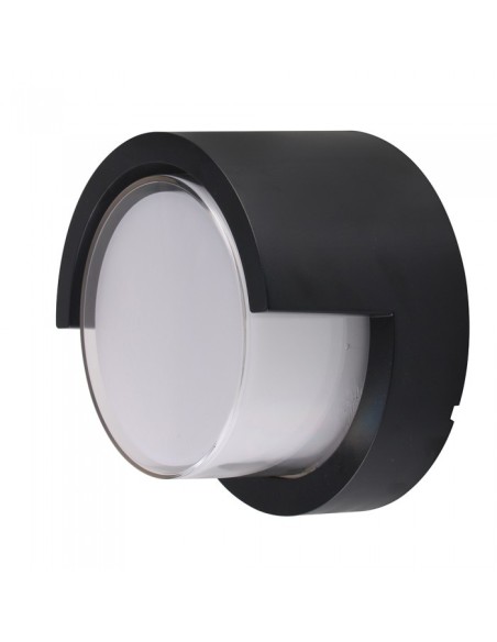 V-TAC VT-827 8538 Lámpara de pared LED redonda de 12W con difusor semicubierto Color negro 4000K IP65