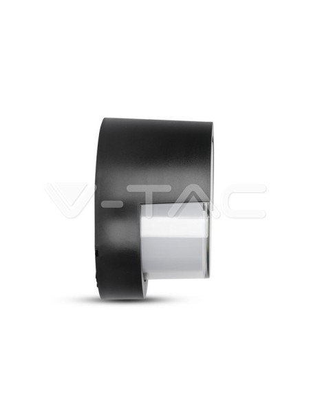 V-TAC VT-827 8538 Lámpara de pared LED redonda de 12W con difusor semicubierto Color negro 4000K IP65