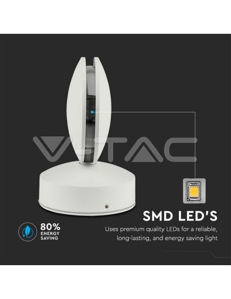 V-TAC VT-707 8218 LED Wandleuchte rund 7W 360° Lichtstrahl Weiß 4000K IP65