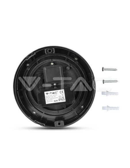 V-TAC VT-828 8541 Applique murale ronde à LED 12W Couleur Noir 3000K IP65