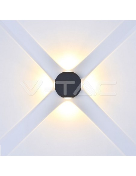 V-TAC VT-834 8554 LED Spherical Wall Lamp 4 LED COB 4W Colour Black 4000K IP65