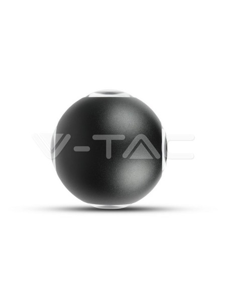 V-TAC VT-834 8554 Lampada LED da Muro Sferica 4 LED COB 4W Colore Nero 4000K IP65
