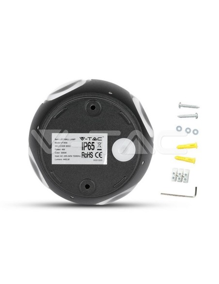 V-TAC VT-834 8554 LED Spherical Wandleuchte 4 LED COB 4W Farbe Schwarz 4000K IP65