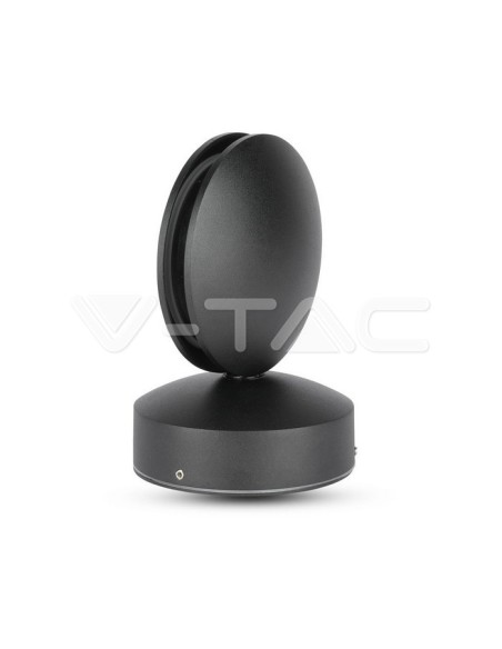 V-TAC VT-707 8220 Lampada LED da Muro Arrotondata 7W Fascio Luminoso a 360° Colore Nero 4000K IP65