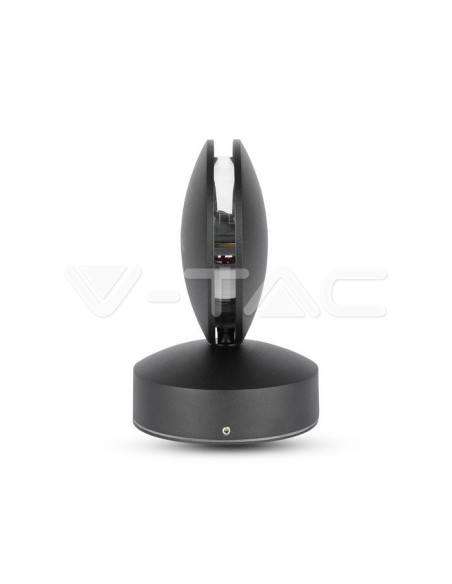 V-TAC VT-707 8220 LED Ronde Wandlamp 7W 360° Beam Light Zwart 4000K IP65