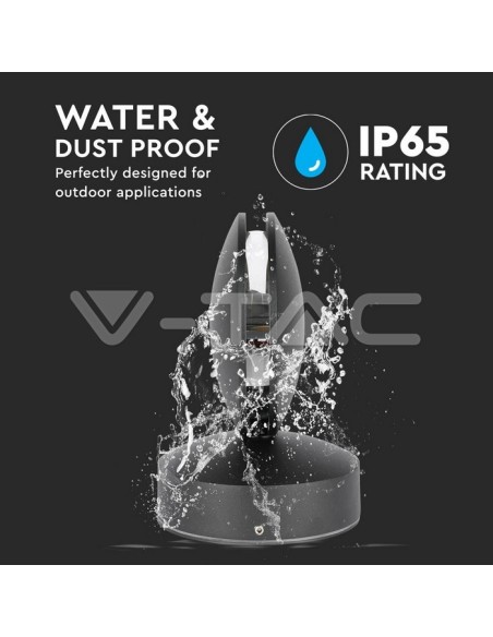 V-TAC VT-707 8220 Lámpara LED de pared redonda 7W 360° Haz de luz Negro 4000K IP65