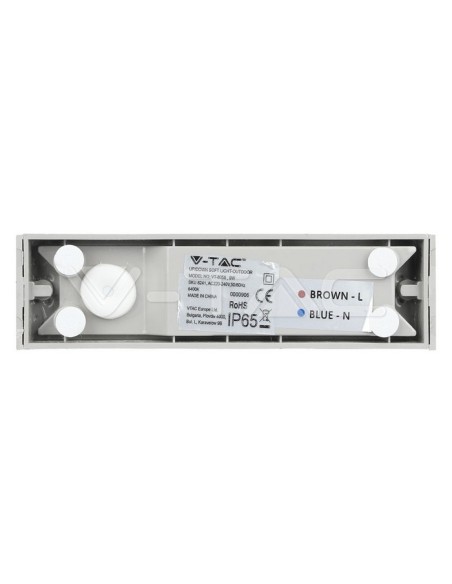 V-TAC VT-8056 8241 Lampada LED da Muro Rettangolare 9W Doppio Fascio Luminoso Colore Grigio 6400K IP65