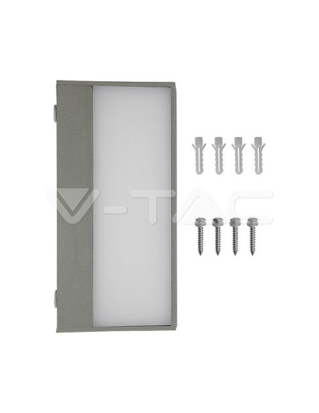 V-TAC VT-8056 8241 Lampada LED da Muro Rettangolare 9W Doppio Fascio Luminoso Colore Grigio 6400K IP65