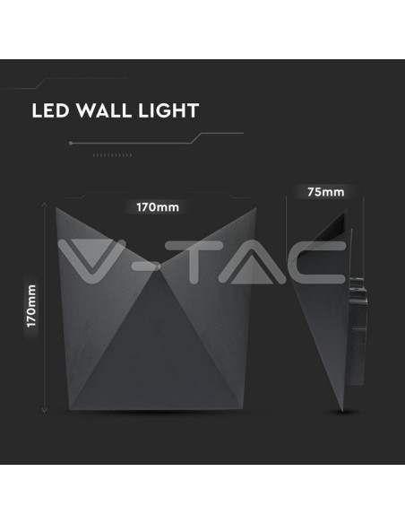 V-TAC VT-825 8283 LED Wall Pocket Lamp 5W Black Colour 4000K IP65