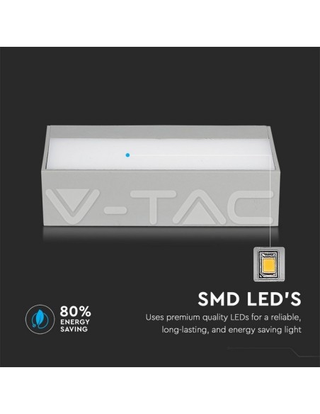 V-TAC VT-8057 8244 LED-Rechteckige Wandleuchte 12W Doppelter Lichtstrahl Grau 6400K IP65