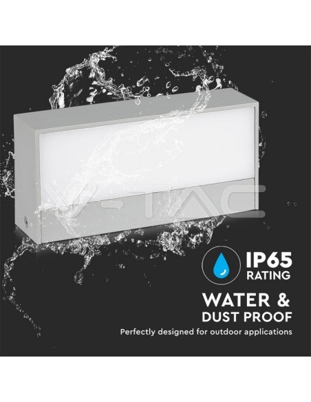 V-TAC VT-8057 8244 Lámpara de pared rectangular LED 12W Doble haz de luz Gris 6400K IP65