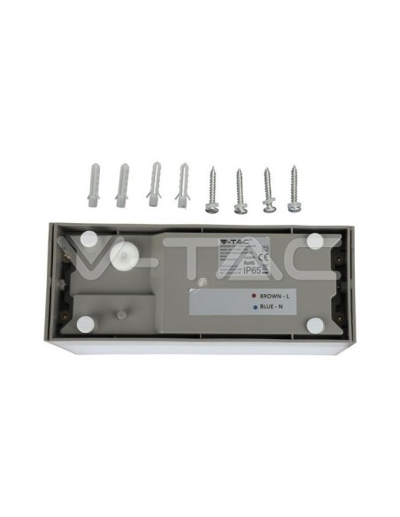 V-TAC VT-8057 8243 LED Rectangular Wall Lamp 12W Dual Light Beam Grey 4000K IP65